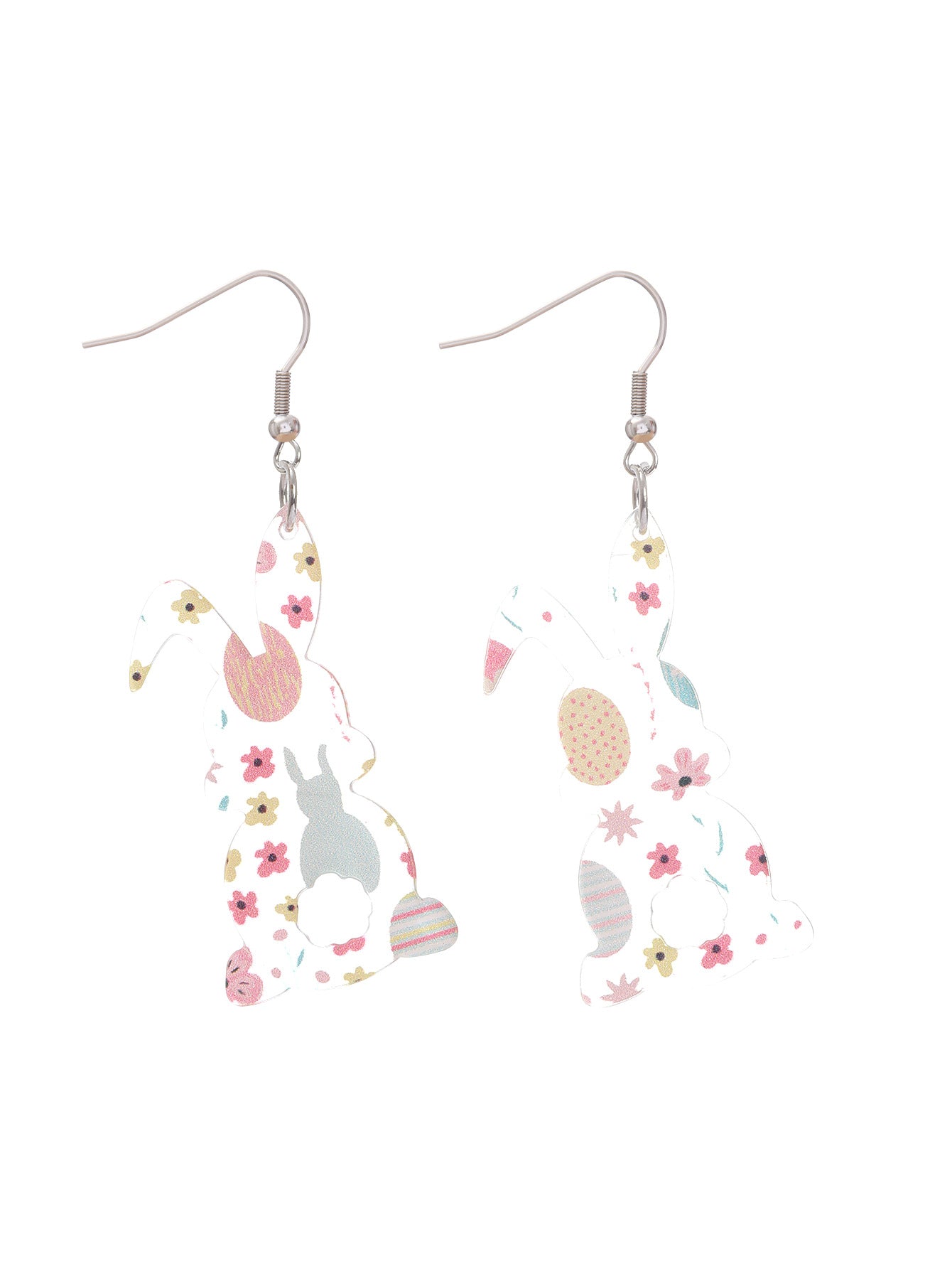 Wholesale Easter Acrylic Print Bunny Stripes Love Heart Fashion Contrast Color Personality Earrings